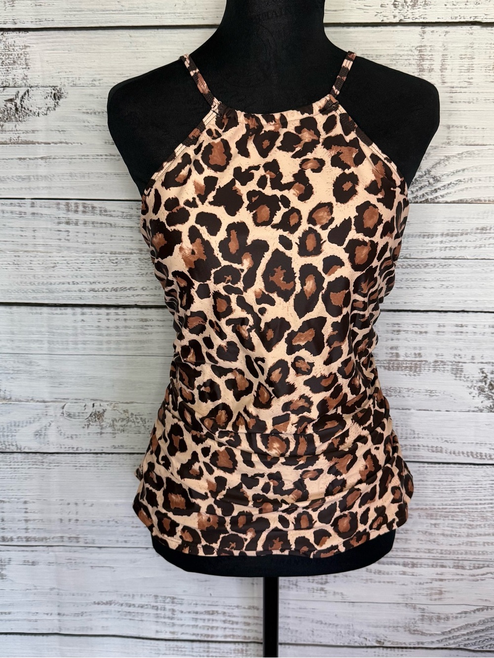 Tempt me size M Women swimwear Tankini Top Only High Neck Tummy Control Ruched